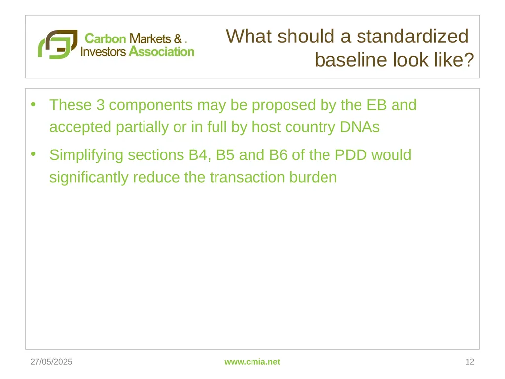 Standardized Baselines 7th CDM Joint Coordination - slide 12 of 17