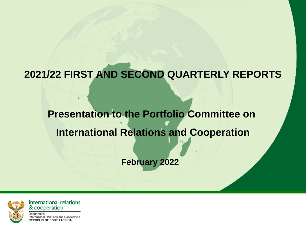2021/22 FIRST AND SECOND QUARTERLY REPORTS - slide 1 of 48