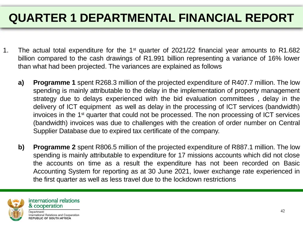 2021/22 FIRST AND SECOND QUARTERLY REPORTS - slide 42 of 48