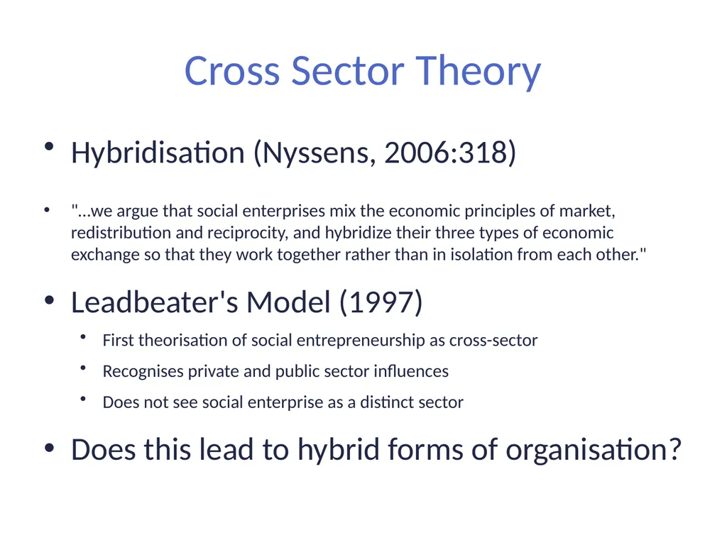 Social Enterprise Cross Sector Theory Dr. David - slide 5 of 23