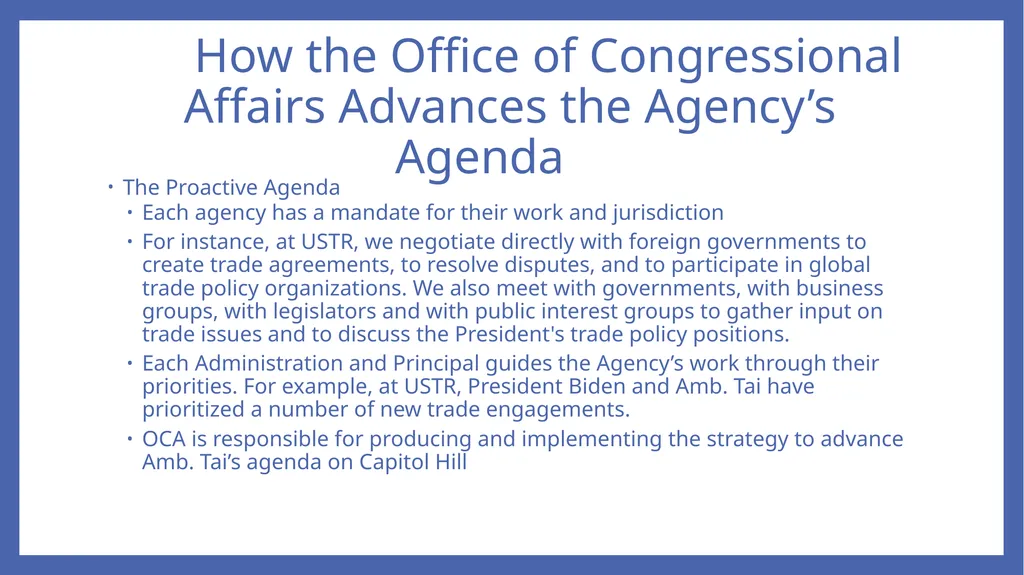 Executive-Legislative Relations: The Role of the - slide 6 of 12
