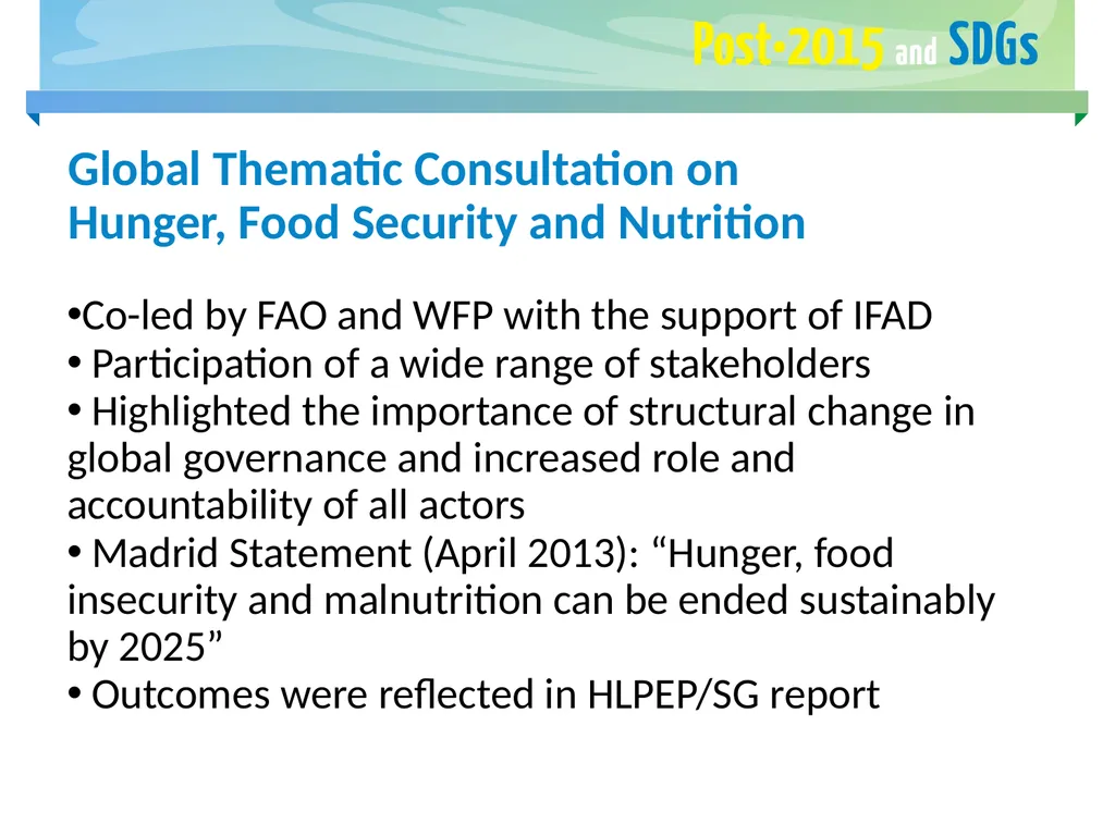 FAO and the Post-2015 Development Agenda May 2015 - slide 4 of 30