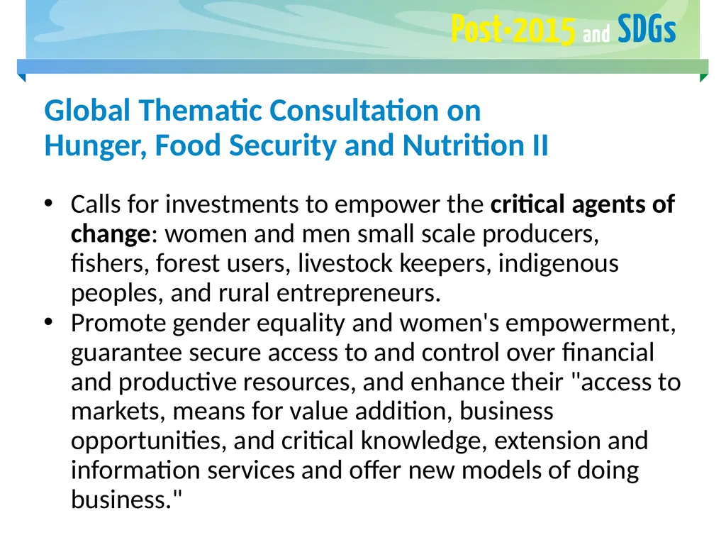 FAO and the Post-2015 Development Agenda May 2015 - slide 5 of 30