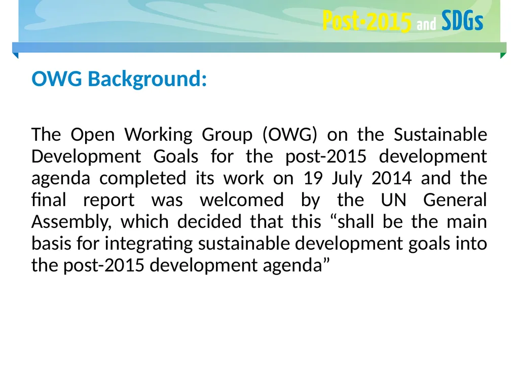 FAO and the Post-2015 Development Agenda May 2015 - slide 7 of 30