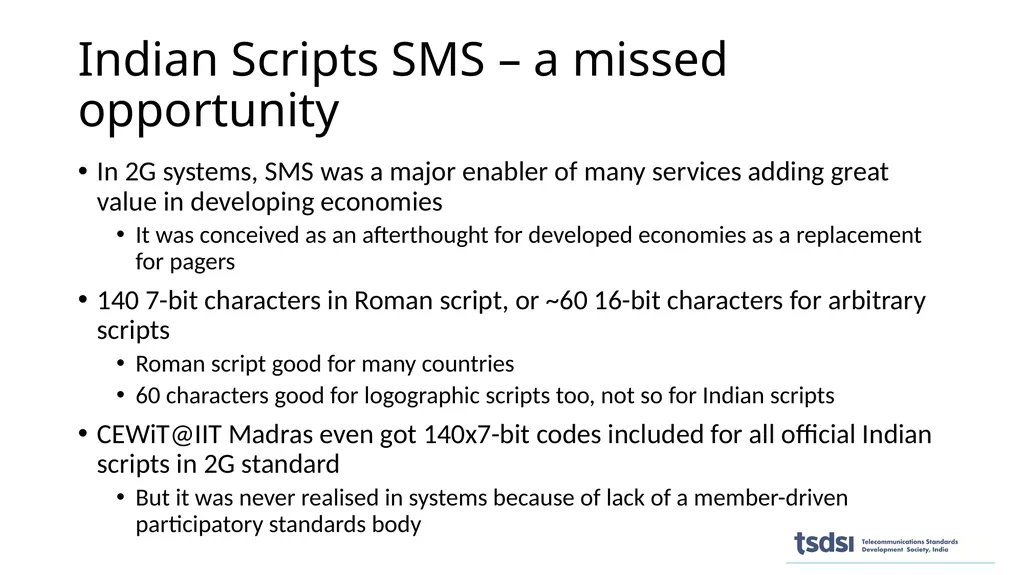 1 Need for TSDSI Telecom standards are complex and - slide 5 of 12