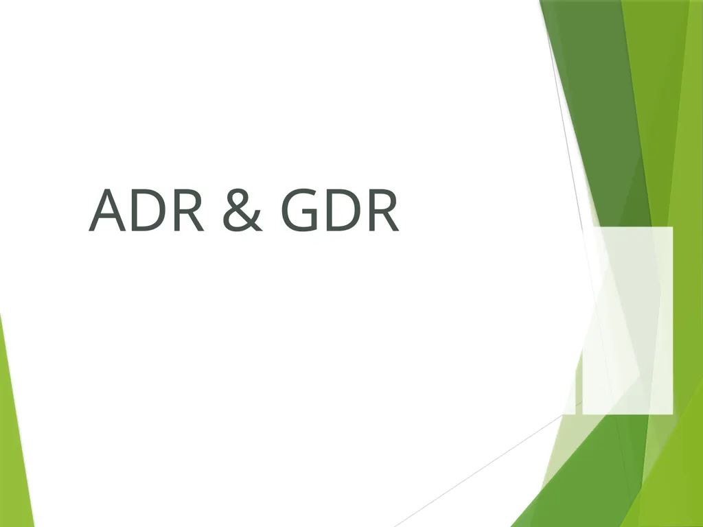 ADR & GDR Depository receipts Depository receipts - slide 1 of 14
