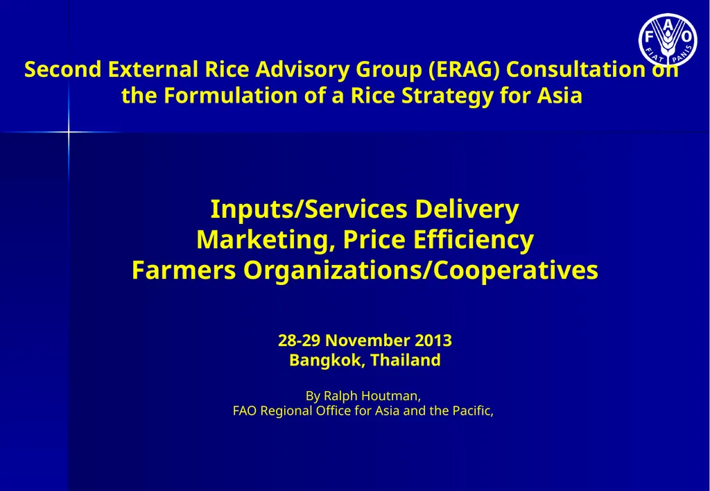 Second External Rice Advisory Group (ERAG)