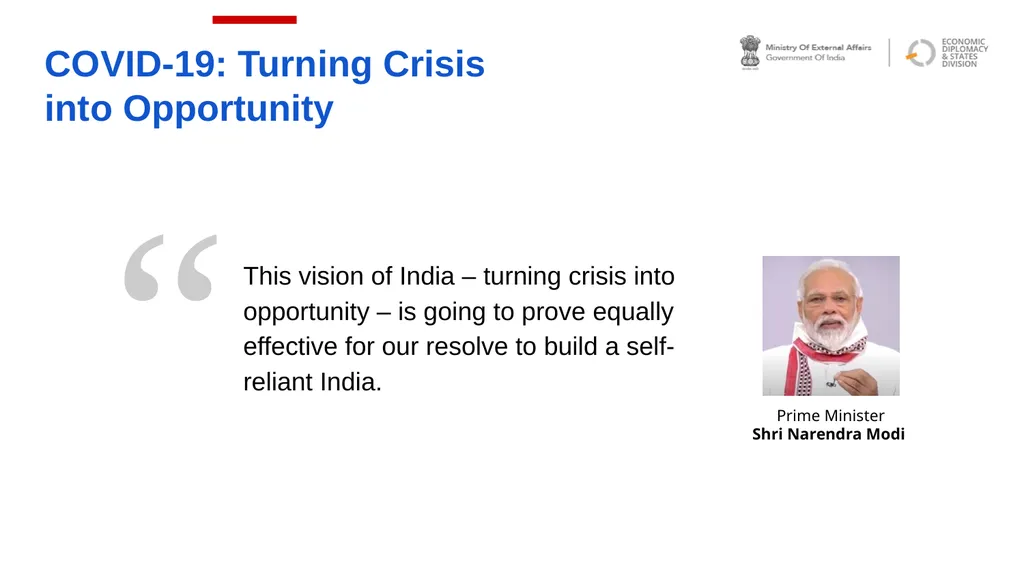 Atmanirbhar India COVID-19: Turning Crisis into - slide 2 of 14