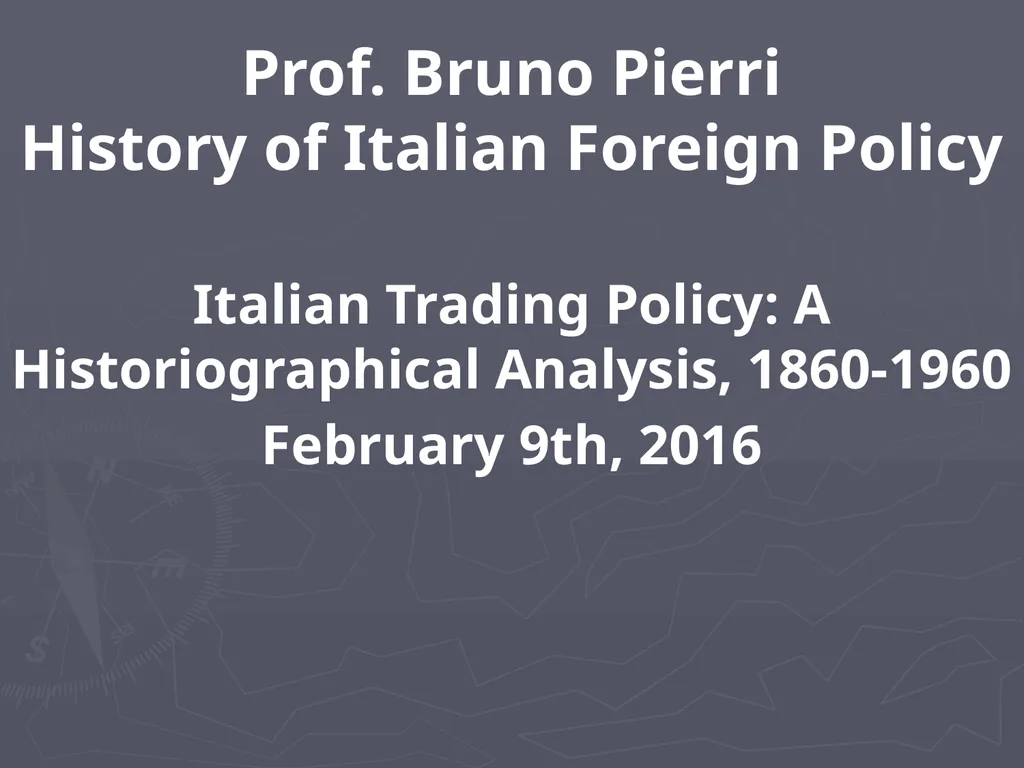 Prof. Bruno Pierri History of Italian Foreign