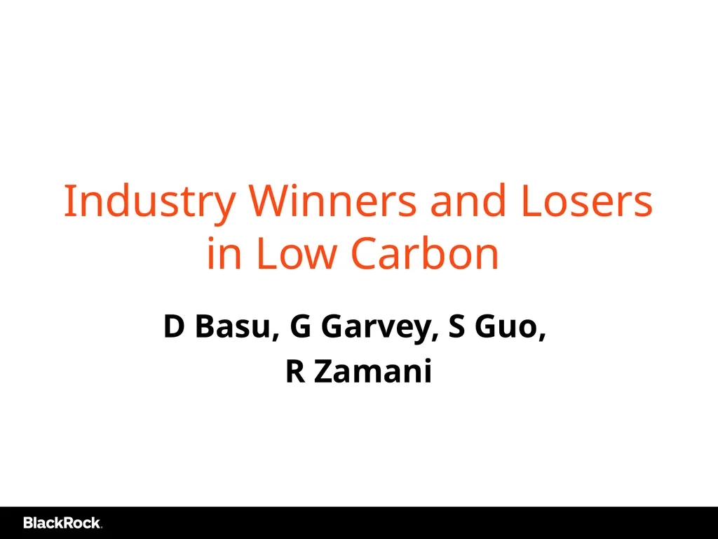 Industry Winners and Losers in Low Carbon D Basu,