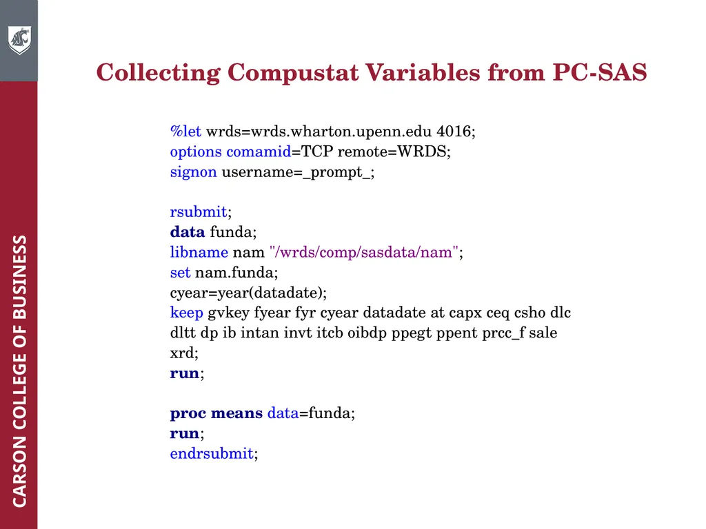 Wharton Research Data Services (WRDS) Workshop - slide 33 of 86