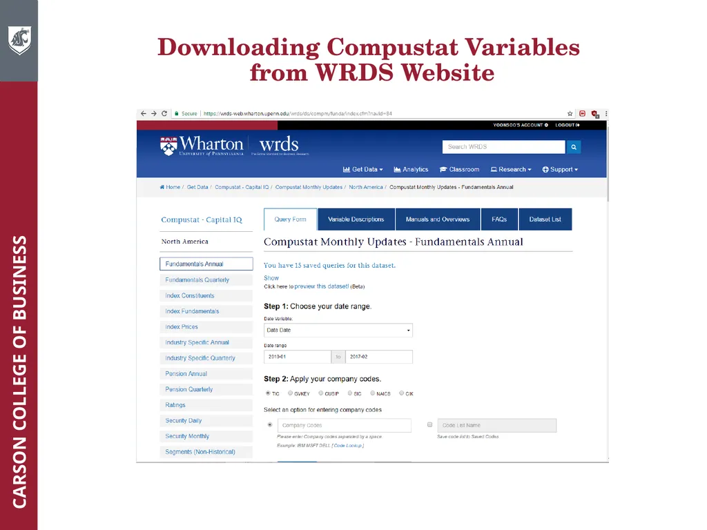 Wharton Research Data Services (WRDS) Workshop - slide 31 of 86