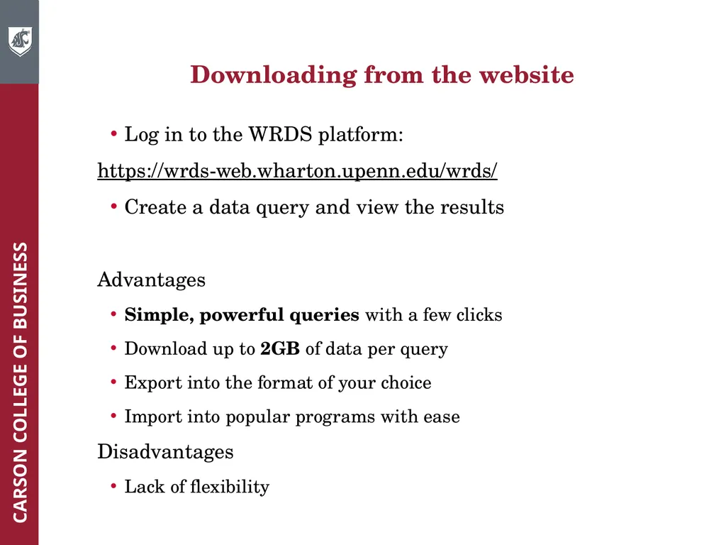 Wharton Research Data Services (WRDS) Workshop - slide 13 of 86