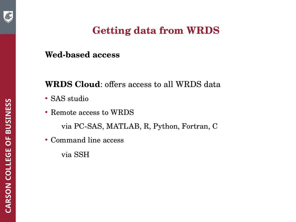Wharton Research Data Services (WRDS) Workshop - slide 12 of 86