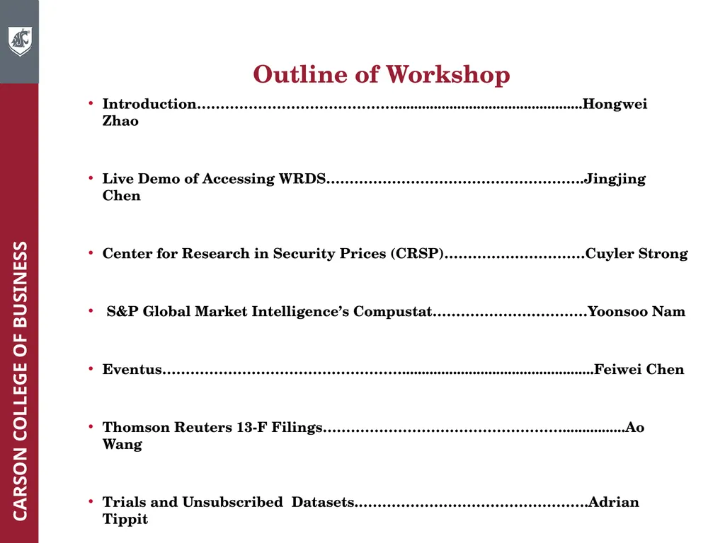 Wharton Research Data Services (WRDS) Workshop - slide 2 of 86