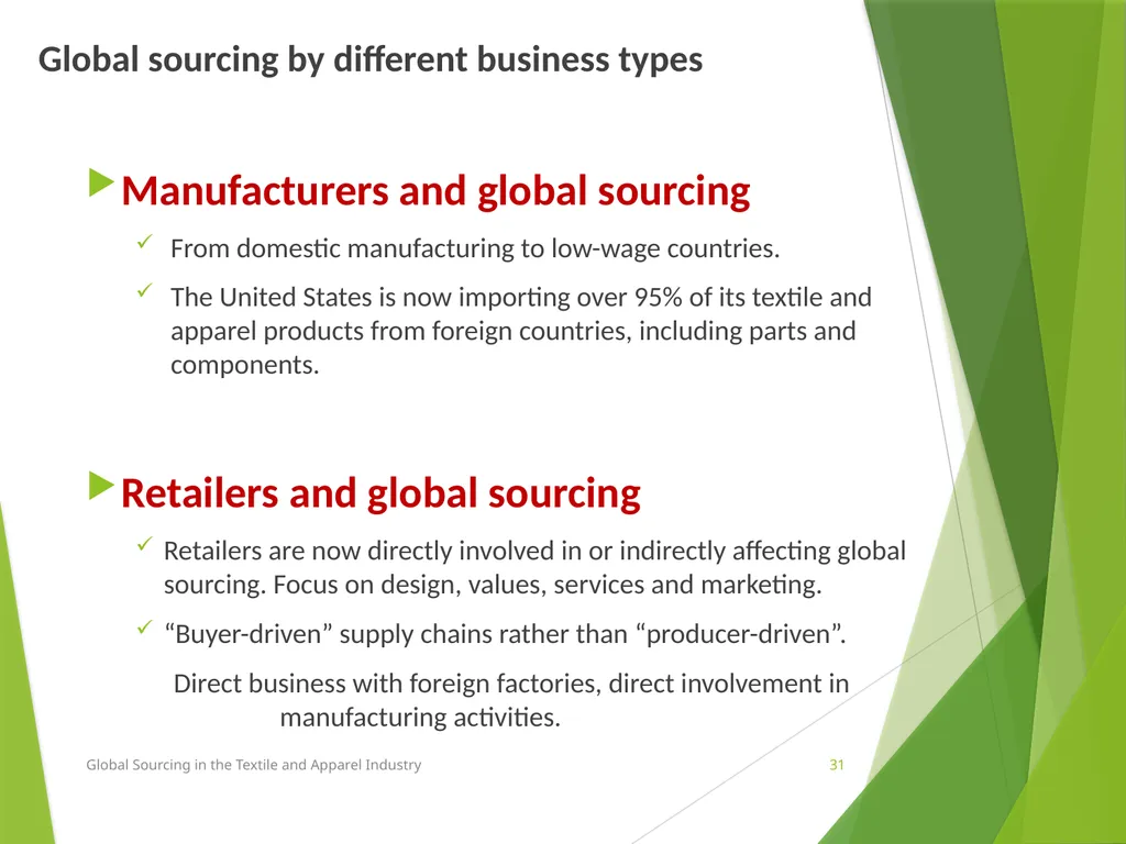 Lesson 3 Chapter 3 Trends in global sourcing Prof. - slide 31 of 37