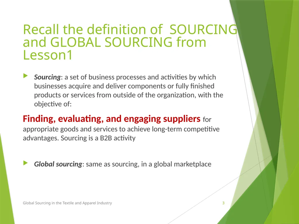 Lesson 3 Chapter 3 Trends in global sourcing Prof. - slide 3 of 37