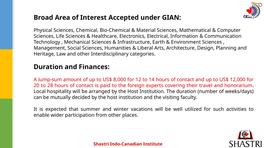 Shastri Indo-Canadian Institute Opportunities & - slide 19 of 20