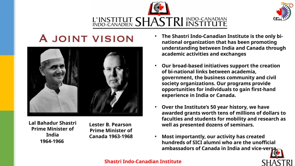 Shastri Indo-Canadian Institute Opportunities & - slide 2 of 20