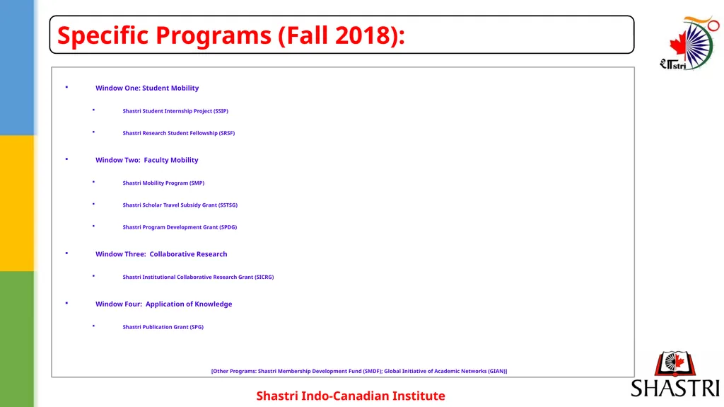 Shastri Indo-Canadian Institute Opportunities & - slide 9 of 20