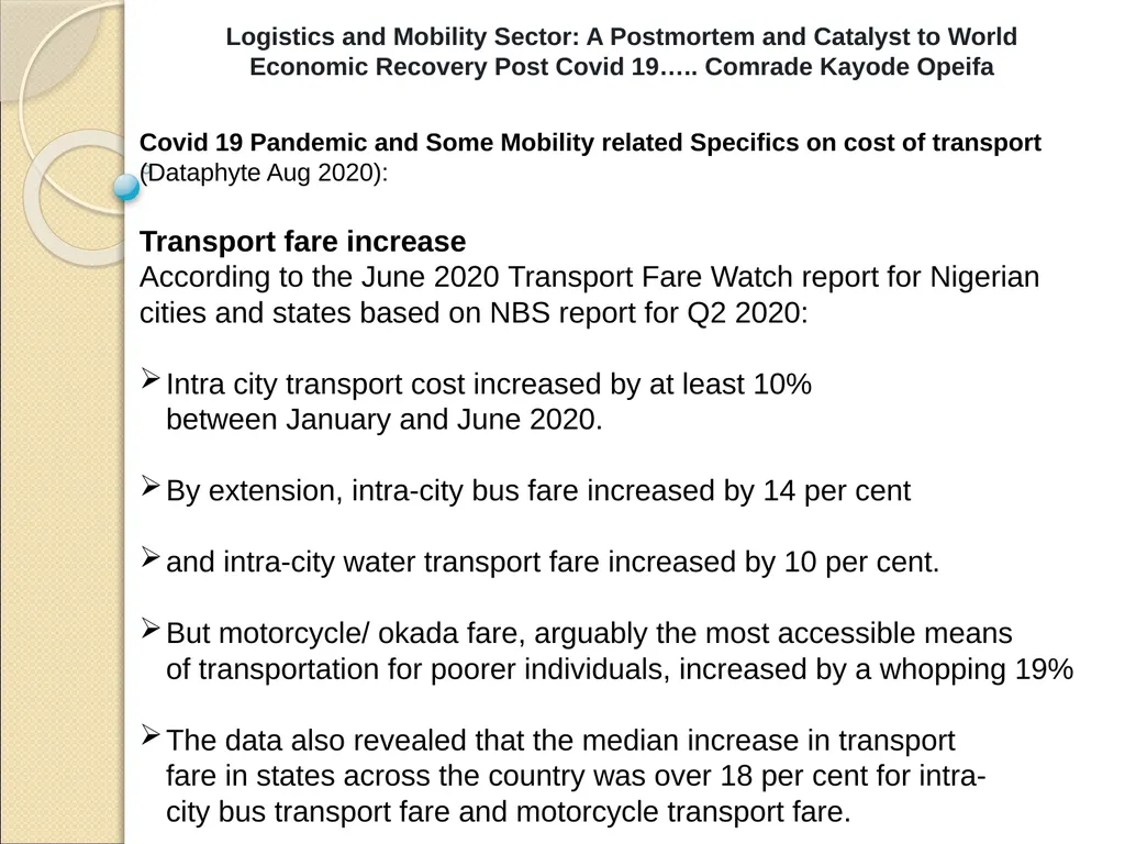 Logistics and Mobility Sector: A Postmortem and - slide 10 of 15