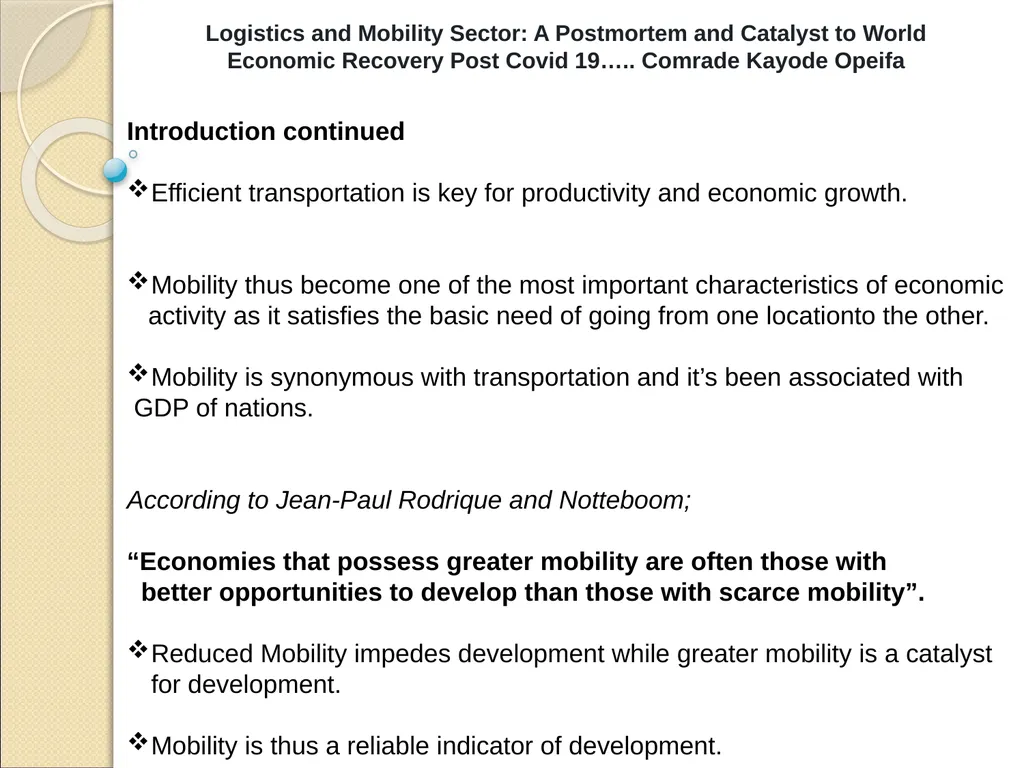 Logistics and Mobility Sector: A Postmortem and - slide 4 of 15