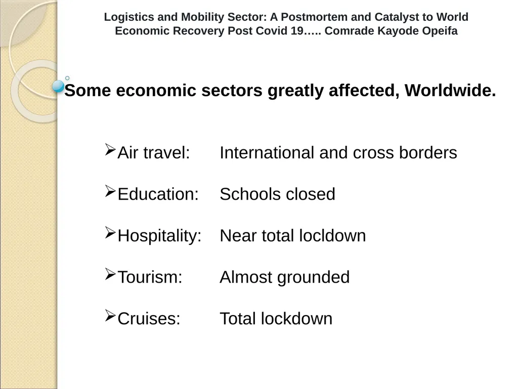 Logistics and Mobility Sector: A Postmortem and - slide 7 of 15