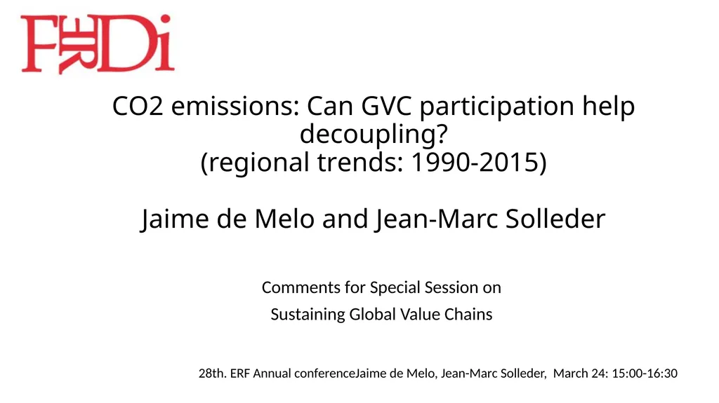 CO2 emissions: Can GVC participation help - slide 1 of 19