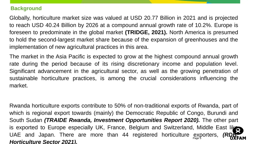 horticulture and Markets Background, Study - slide 3 of 21