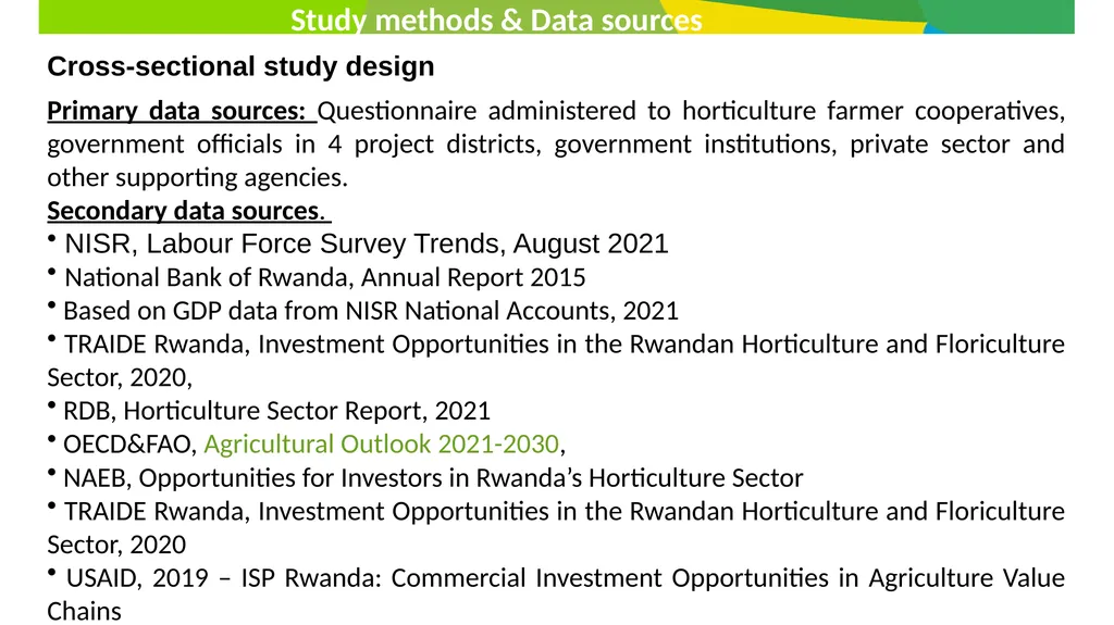 horticulture and Markets Background, Study - slide 7 of 21