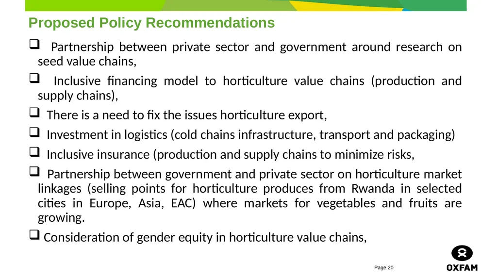 horticulture and Markets Background, Study - slide 20 of 21
