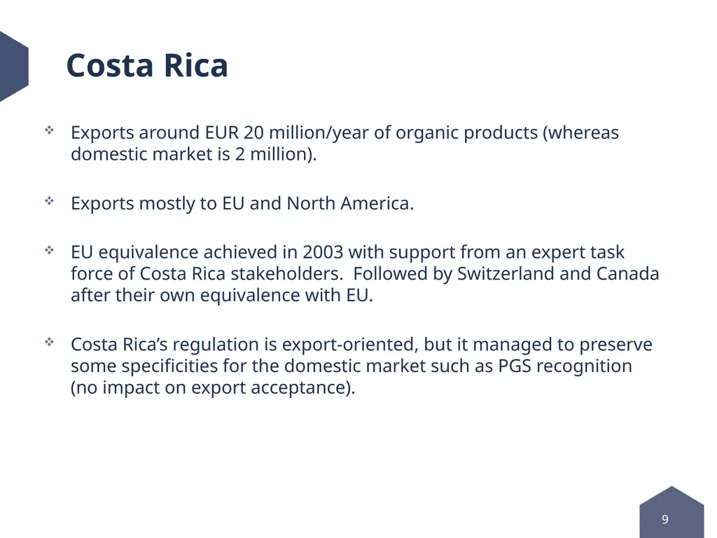 Pursuing organic equivalence arrangements - slide 9 of 12