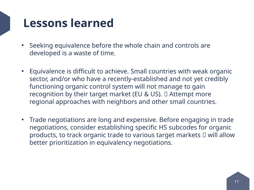 Pursuing organic equivalence arrangements - slide 11 of 12