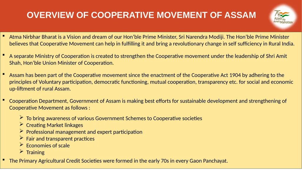 STATUS OF COOPERATIVE SECTOR IN ASSAM, GOVERNMENT - slide 2 of 11