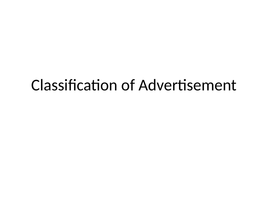 Classification of Advertisement Classification
