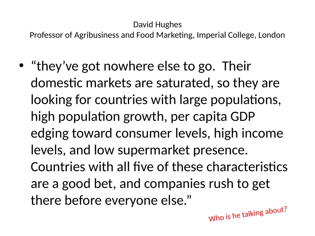 David Hughes Professor of Agribusiness and Food - slide 1 of 46