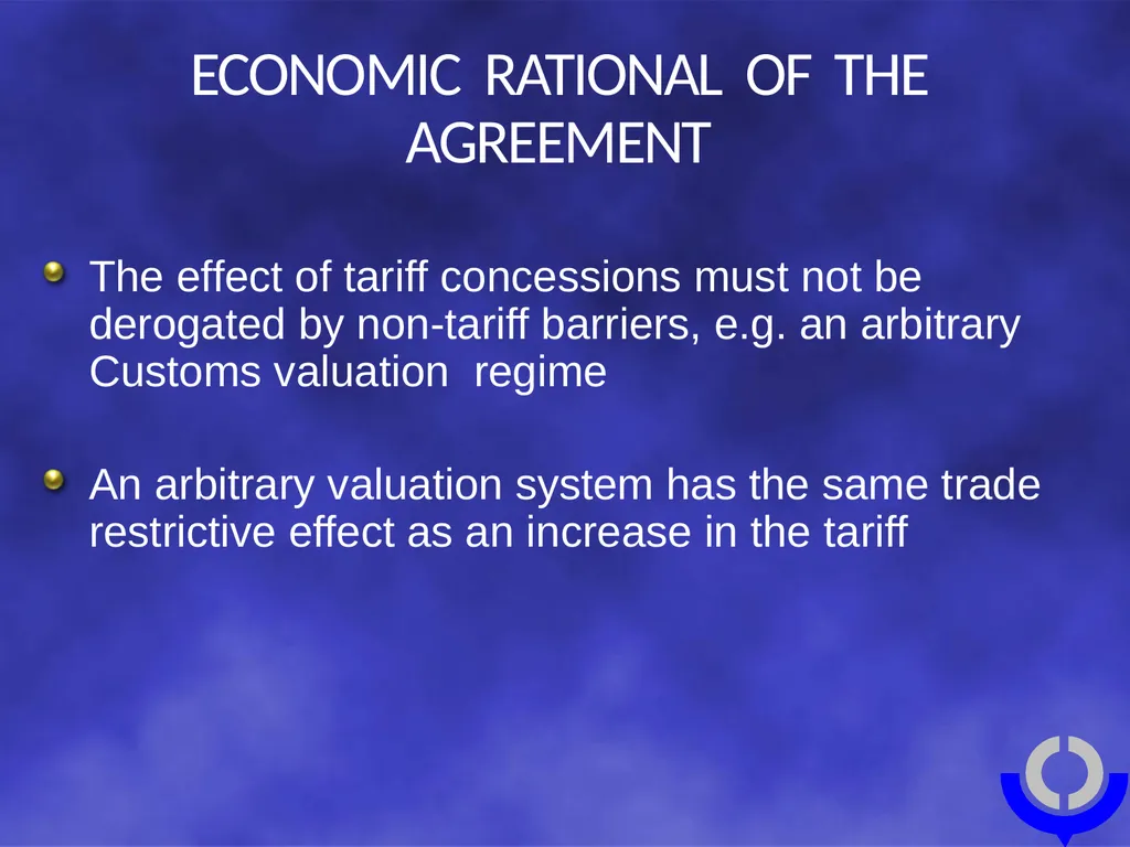 CUSTOMS VALUATION Tariff and Trade Affairs - slide 8 of 18