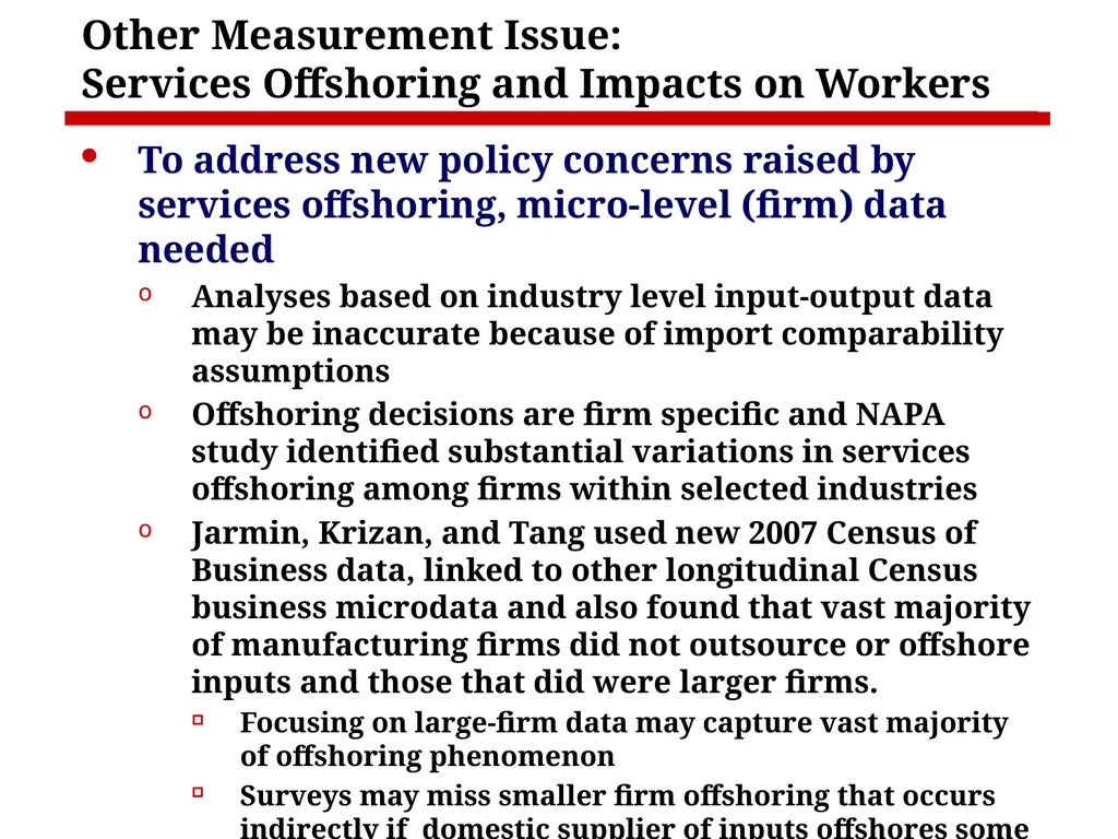 Measurement Issues Arising from the Growth of - slide 14 of 18