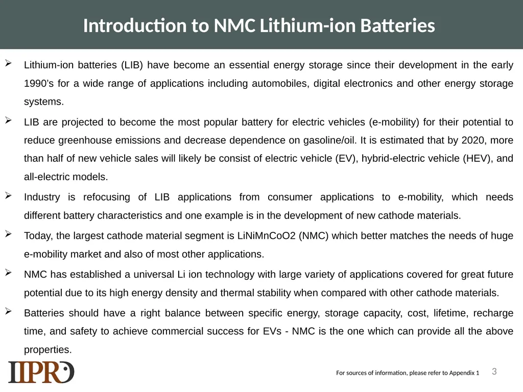 SAMPLE LANDSCAPE STUDY NMC Lithium-ion Batteries - slide 3 of 33