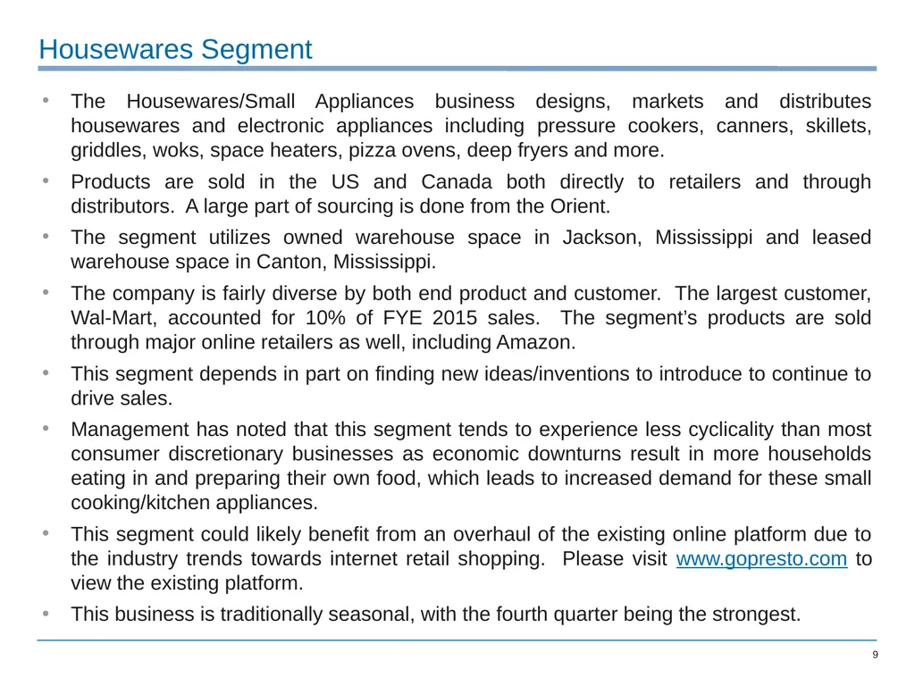 National Presto Industries: Sum of the Parts Makes - slide 9 of 32