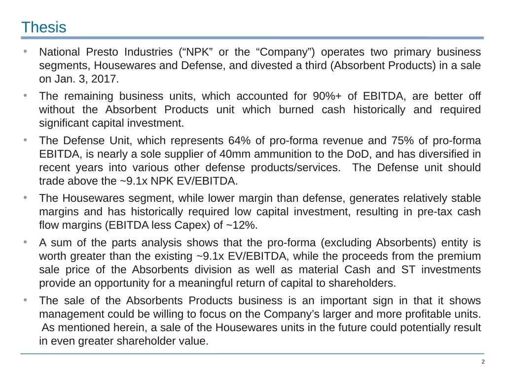 National Presto Industries: Sum of the Parts Makes - slide 2 of 32