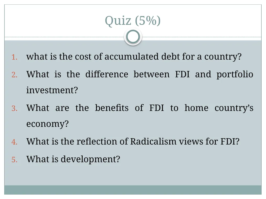 Chapter 6: aid, debt, FDI, and economic - slide 31 of 31