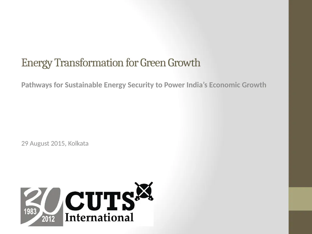 Energy Transformation for Green Growth Pathways - slide 1 of 11
