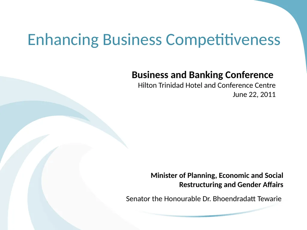 Enhancing Business Competitiveness Minister of