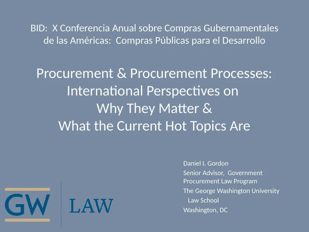 BID: X Conferencia Anual sobre Compras