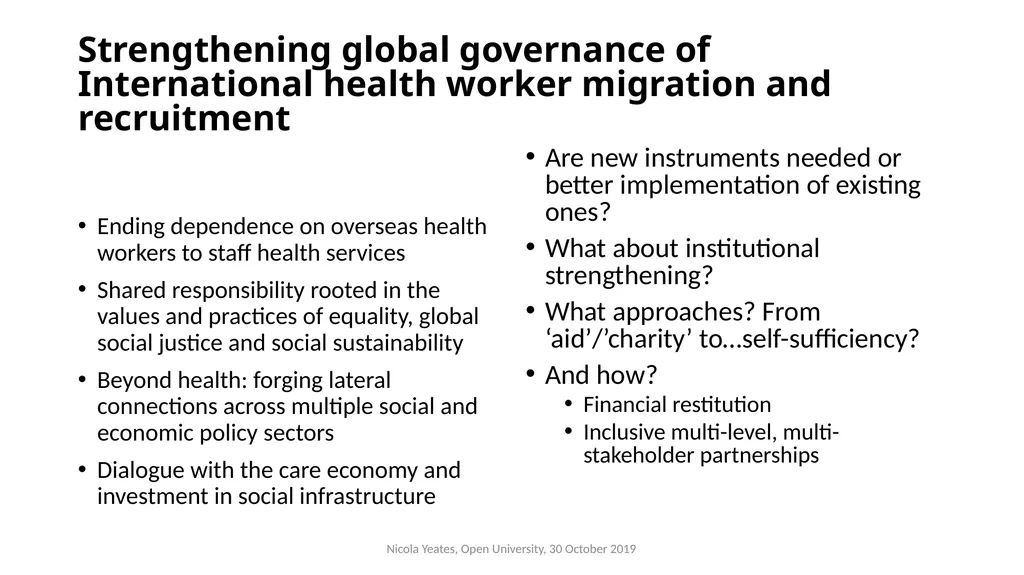Global health labour migration: gender, global - slide 11 of 12