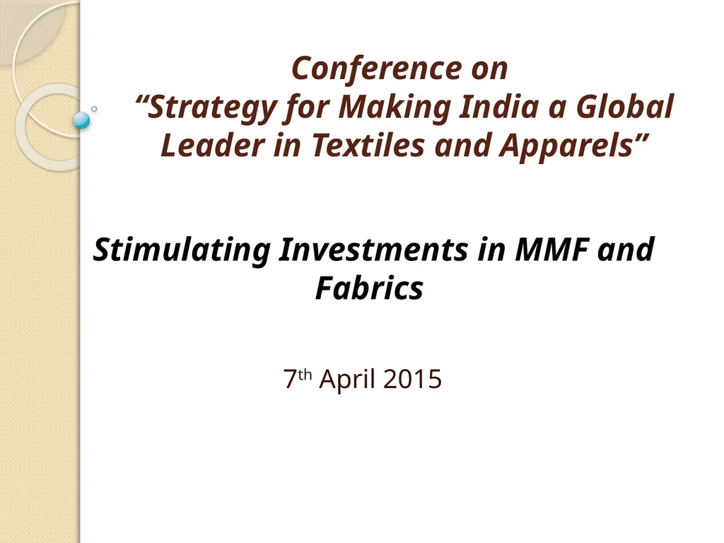 Conference on “Strategy for Making India a Global - slide 1 of 14