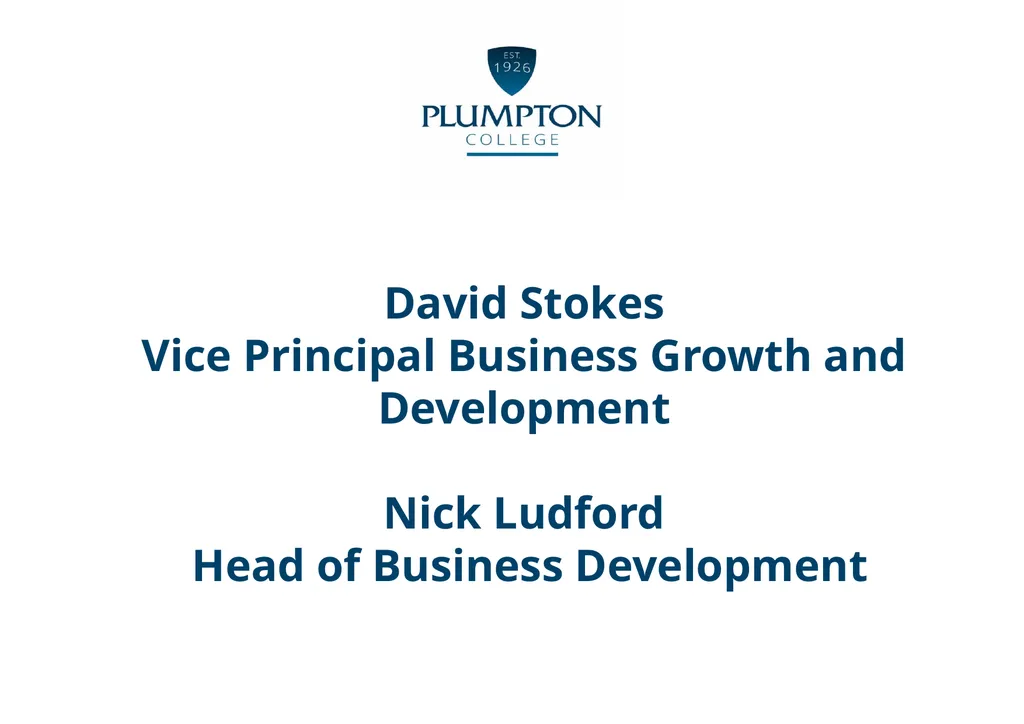 David Stokes Vice Principal Business Growth and