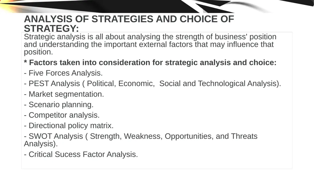 ENVIRONMENT OF STRATEGIC MANAGEMENT. IMPORTANCE OF - slide 21 of 37