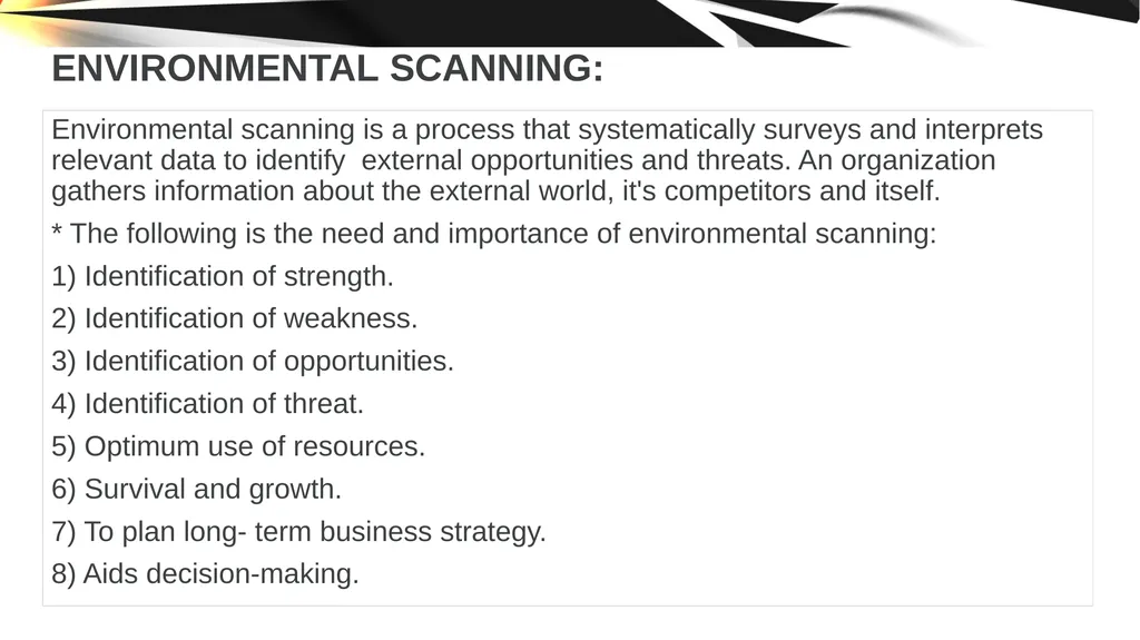 ENVIRONMENT OF STRATEGIC MANAGEMENT. IMPORTANCE OF - slide 20 of 37